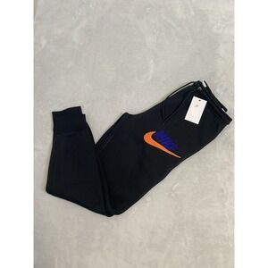 Nike Men's Black Joggers with Orange and Blue Swoosh
